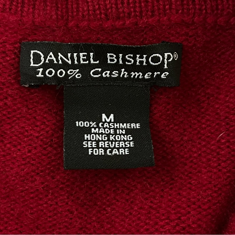 Daniel Bishop 100% Cashmere Full-Zip Hoodie Sweater Sz M Red Cozy Luxury Preppy - Picture 3 of 9